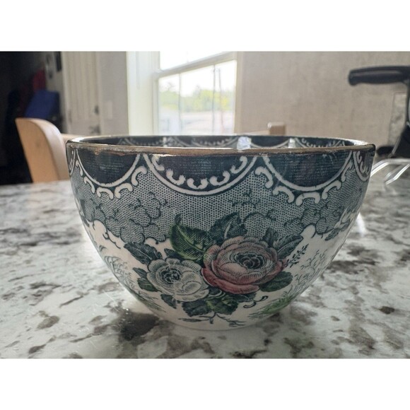 PV France Quimper Style Scenic Teacup Saucer Rare HTF Birds and Flowers SEE Pics - Picture 4 of 11